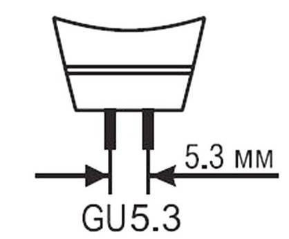 На фото: Структура и размеры цоколя GU5.3