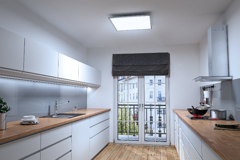 Купить накладную светодиодную панель LedVance Planon Plus - используется, как основное освещение не в офисном помещении, а на кухне обычного жилого помещения - предлагает электромаркет ELMAR Украина