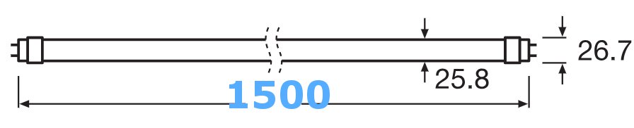 На фото: Светодиодные лампы 1500 мм для замены старых TL-D 58/54. Информация из каталогов производителей.