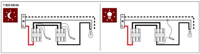 Схемы подключения двух переключателей на два направления IP 44 c подсветкой / индикацией