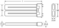 Размер двойной Лампы DULUX F OSRAM цоколь 2G10
