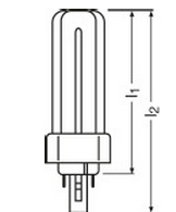 Размеры Лампы КЛЛ GX24d 2-pin DULUX T OSRAM