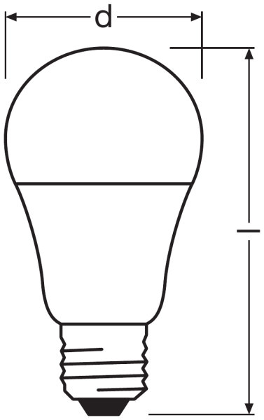 Габаритный размер Светодиодной лампы LED VALUE CLASSIC A 75 11,5W/827 230V FR E27 : электромаркет интернет-магазин ELMAR Украина