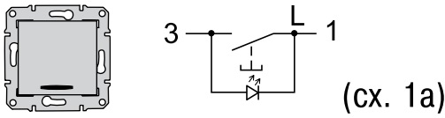 Схема подключения Выключателя одноклавишного с подсветкой (сх.1) (титан) SEDNA Schneider Electric SDN1400168 : электромаркет интернет-магазин ELMAR Украина