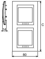 Габаритний розмір Рамки 2-місцевої вертикальної (Фісташковий/Слонова кістка Unica Plus) MGU6.004V.566 : Придбати електротовари пропонує