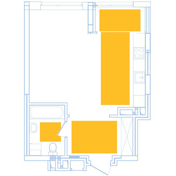 План однокомнатной квартиры Тип 1K3 с планом расположения Теплого пола : электромаркет интернет-магазин ELMAR Украина
