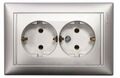 Розетка електрична з заземленням Valena подвійна (алюміній) : інтернет-магазин Elmar Україна