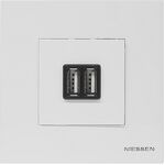 N2285 BL Розетка USB-зарядка 2-мод белый Zenit