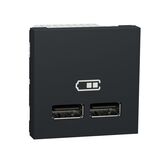 Розетка USB подвійна 2 1А 2 модуля антрацит Unica New