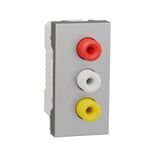 Розетка 3 RCA 1 модуль алюминий Unica New