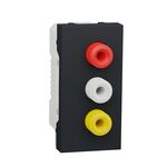 Розетка 3 RCA 1 модуль антрацит Unica New