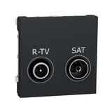 Розетка R-TV SAT концевая 2 модуля антрацит Unica New