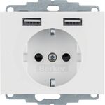 Розетка с з/к 16А/250В + 2хUSB/2.4A полярная белизна K.1