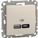 Розетка USB, Sedna Design & Elements, тип A+C, 3A, 21 Вт, бежевий Schneider Electric SDD112405