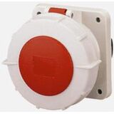 Розетка 16A 4P 6H 400V  IP44 панельная прямая Mennekes