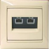 Комп'ютерна розетка 2xRJ45 кат.5Е UTP на захопленнях Valena (слонова кістка)