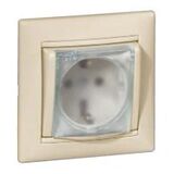 Розетка электрическая с заземлением с крышкой IP44 Valena (слоновая кость)