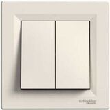 Вимикач двоклавішний Asfora (кремовий)