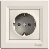 Розетка електрична з заземленням Asfora (кремовий)