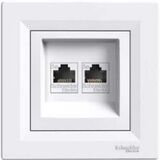 Компьютерная розетка двойная 2хRJ45 кат. 5e 125 МГц без экрана (белый) Asfora
