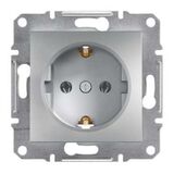 Розетка 220В з заземленням + шторки Asfora алюміній