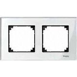 Рамка стеклянная 2-місцева M-Elegance, білий бриллиант скло  Schneider Electric