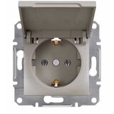 Розетка 220В з заземленням + кришка Asfora Бронза