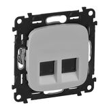 Лицьова панель розетки RJ11+RJ45 Алюміній Valena Allure