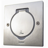 Розетковий блок підлоговий 2 мод., нержавіюча сталь квадратний