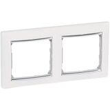 Рамка 2 поста білий/срібло Valena