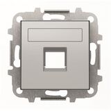 8518.1 PL Лицевая панель с суппортом одинарной коммуникационной розетки серебряный Sky