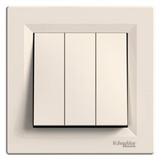 Выключатель трехклавишный кремовый Asfora