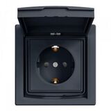 Розетка с з/к двойная антрацит Asfora