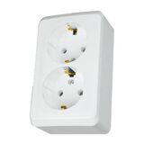 Розетка двойная с з/к и защитными шторками внешний монтаж IP20 16А 250В белый Prima