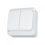 Выключатель двухклавишный IP20 10А 250В белый Prima