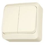 Вимикач двоклавішний IP20 10А 250В крем Prima