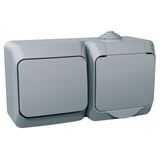 Блок выключатель (сх.6) +розетка с з/к и защитными шторками Schneider Electric 16А 250В CEDAR IP44 (серый)