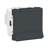 Розетка с з/к з захисними шторками з кришкою 16А гвинтовий зажим антрацит Unica New