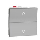 Вимикач для жалюзи 2-клавішний кнопковий схема 4 6А 2м алюміній Unica New