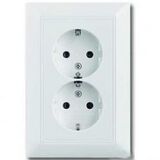 20-02 EUJ-94-507 двойная розетка электрическая с заземлением Basic 55 (белый)