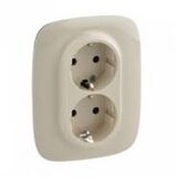 Valena ALLURE Розетка двойная 2К+З 16А 250В со шторками автомат. клеммы слоновая кость