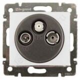 Розетка Телевизионная TV+FM+SAT проходная 2400МГц Валена цвет: белый