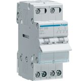 Переключатель-рубильник I-0-II выход сверху 2-полюса 25А/230В 2-модуль HAGER