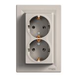 Двойная розетка с заземлением 16A Бронза Asfora Schneider