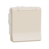 Розетка з заземленням шторками и крышкою 2 мод. гвинтові затискачі Бежева Unica New Schneider