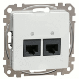 Розетка компьютерная двойная 2*RJ45 cat.5e UTP не экранированная, Sedna Design (Белый)