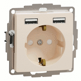 Розетка з з/к 16А, шт. та 2хUSB 2.4A, Sedna Design (бежевий)