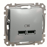 Зарядка подвійна USB type A, 2.1А/2*1.05А, Sedna Design (алюміній)
