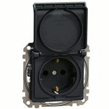 Розетка с заземлением 16A шторками  и крышкой, Sedna Design (Черный)