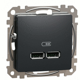Зарядка двойная USB type A, 2.1А/2*1.05А, Sedna Design (Черный)